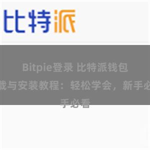 Bitpie登录 比特派钱包下载与安装教程：轻松学会，新手必看