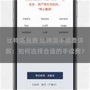 比特派免费 比特派手续费详解：如何选择合适的手续费？